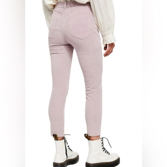 NWT Free People $88 Sun Chaser High Waist Crop Skinny Corduroy Pants Lavender - Picture 4 of 6